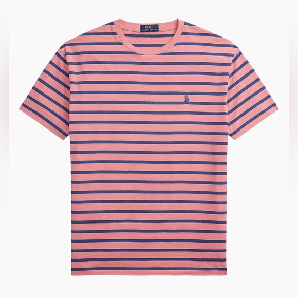 Polo Ralph Lauren Classic-Fit Striped Jersey T-Shirt. Desert Rose Old Royal, 2XL - Picture 1 of 9